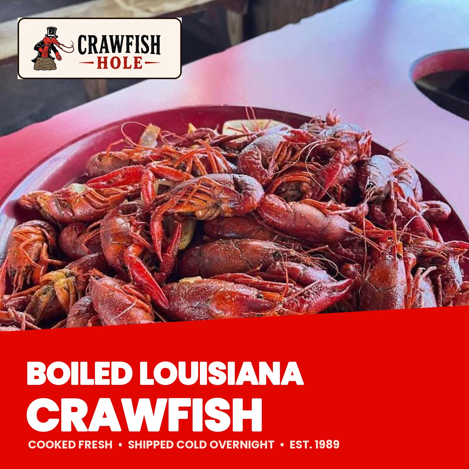Boiled Louisiana crawfish from Crawfish Hole