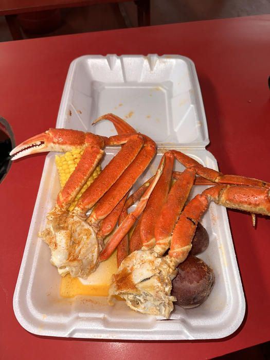 Snow crab clusters with corn and sausage